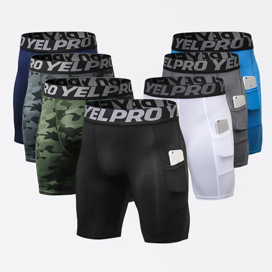 Pocketed Compression Workout Shorts for Men