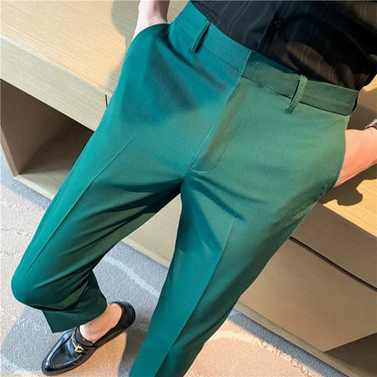 Pantalon de costume slim taille haute pour hommes