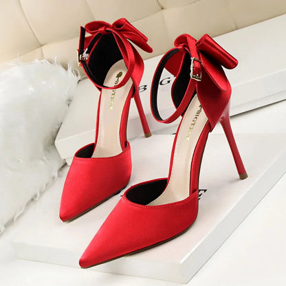 Women's Ultra-High Heels Velvet Hollow Out Ankle Strap Pumps