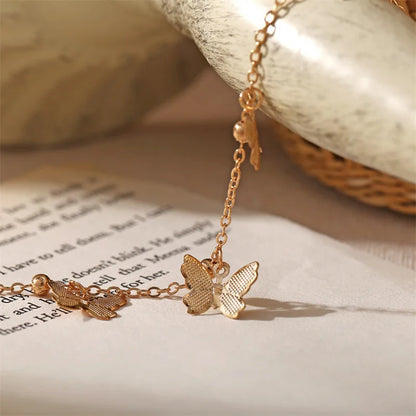 1pc Fashion Butterfly Charm Layered Anklet