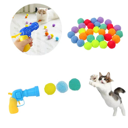 Interactive Training Cat Toys -  Mini Pompoms Toys Games