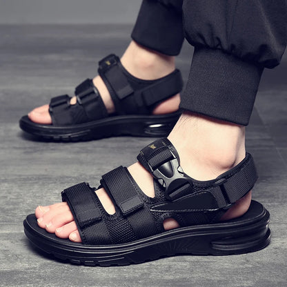 Men Leather Sandals - Black Men Shoes