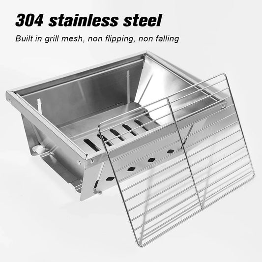 Stainless Steel Firewood Grill Barbecue Camping Stove
