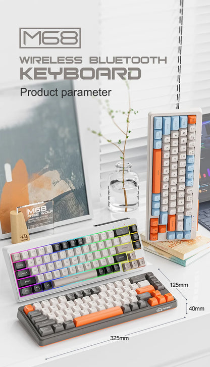 Kabellose mechanische Tastatur, Bluetooth, Dualmodus, Hot-Swap-fähig, Mini, 68 Tasten, roter Schalter, für PC, PS4, Xbox, iPhone, iPad