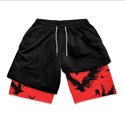 Berserk Print 2-in-1 Gym Shorts for Men