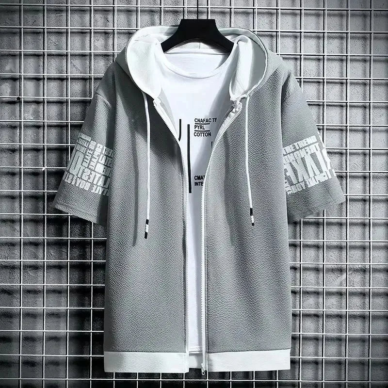 Men's Streetwear Short Sleeve Hooded Printed T Shirts