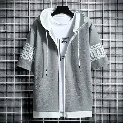 Men's Streetwear Short Sleeve Hooded Printed T Shirts