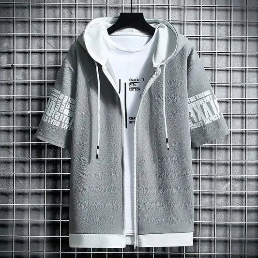 Men's Streetwear Short Sleeve Hooded Printed T Shirts