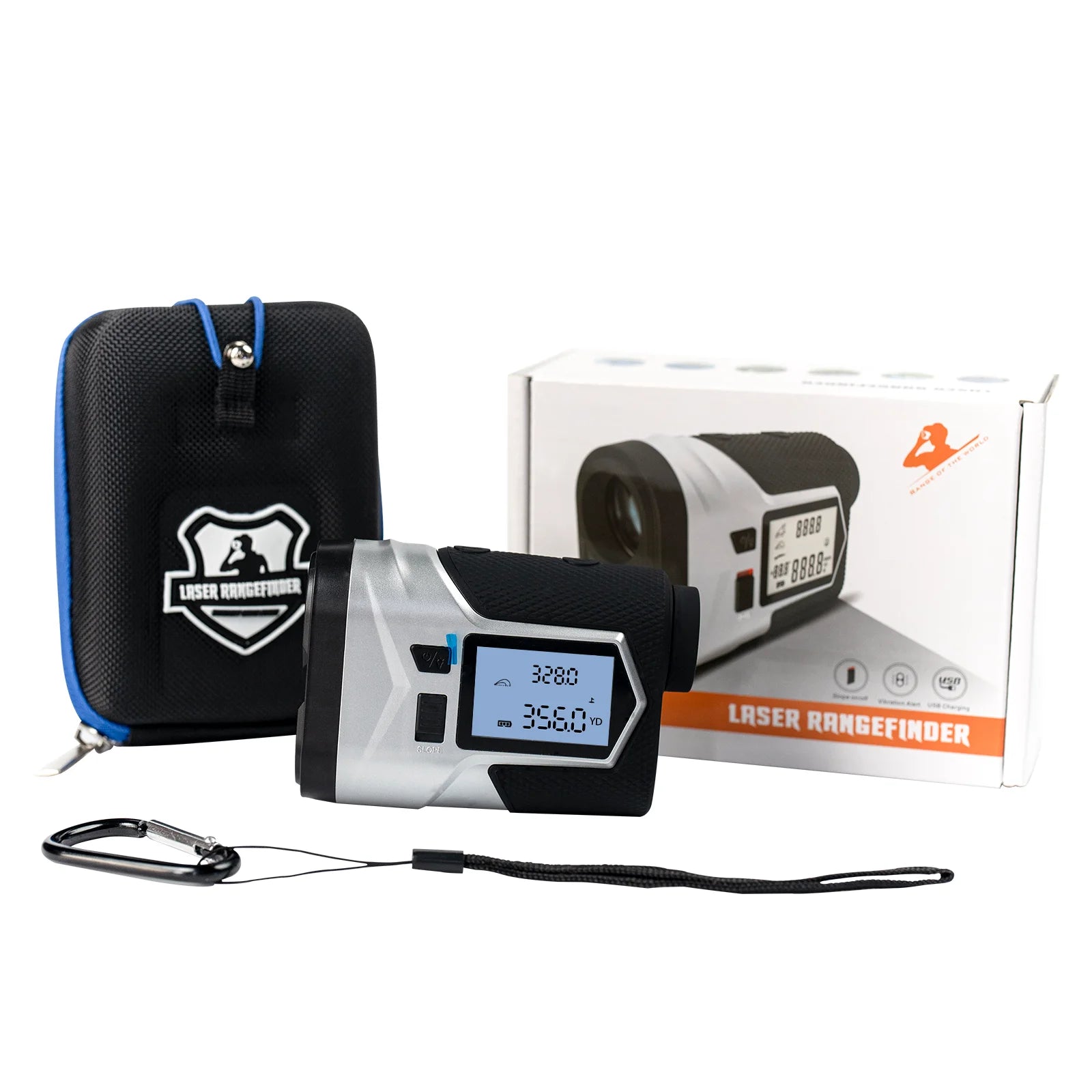 Golf-Laser-Entfernungsmesser mit Neigungskompensation, Fahnenmastverriegelung, Vibrationsfunktion und USB-C-Ladefunktion