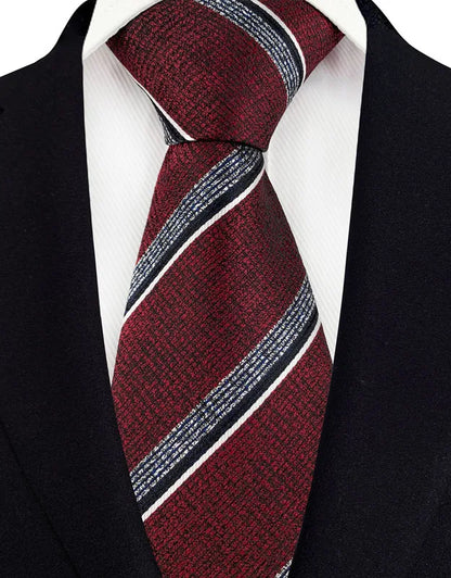 Men's Burgundy Plaid Silk Wedding Tie Set