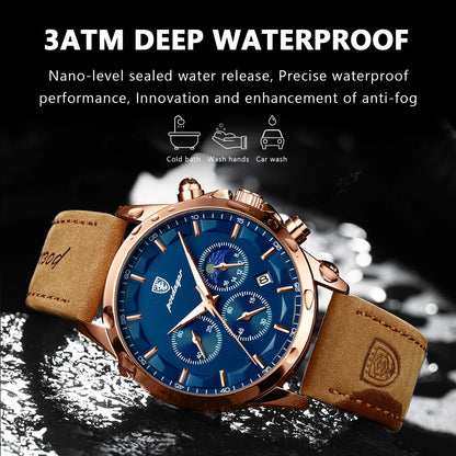 Men's Waterproof Leather Belt Watches