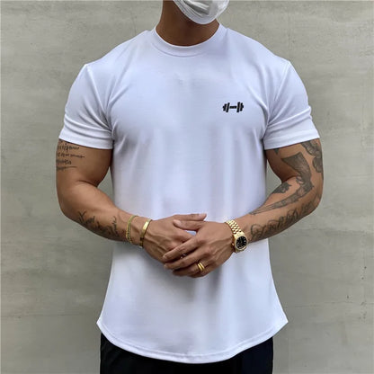 T-shirt à manches courtes en coton pour hommes, musculation, Fitness