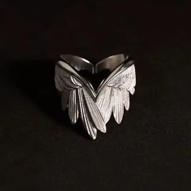 Unisex Gothic Adjustable Angel Wings Ring
