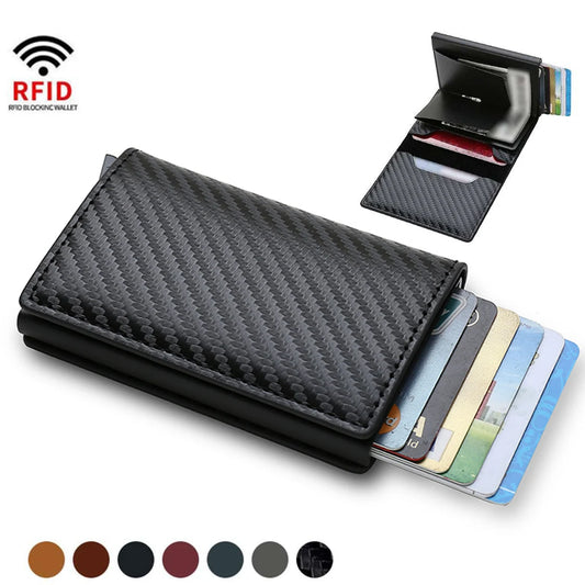 Portefeuille de cartes en cuir pour hommes avec blocage RFID