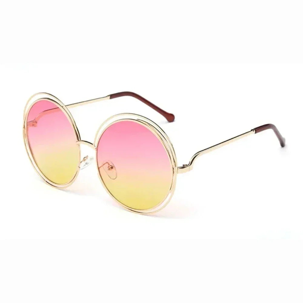 Women's Metal Frame Oversized Mirror Sunglasses