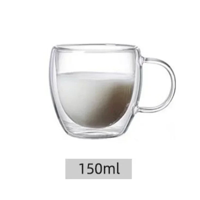 Tasse en verre transparente à double paroi résistante à la chaleur