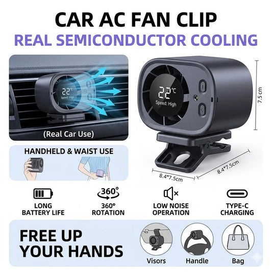 360° Rotating USB Mini Clip On Car Fan