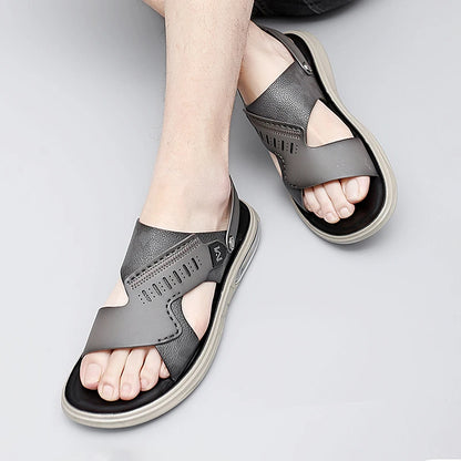 Men Genuine Leather Slip-on Casual Sandals