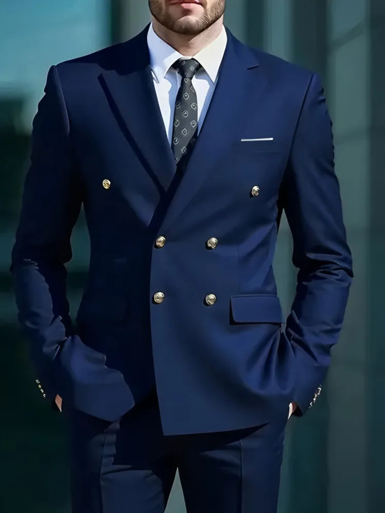 Men Classical Korean Style 2 Pcs Suit Set