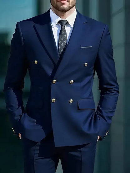 Men Classical Korean Style 2 Pcs Suit Set