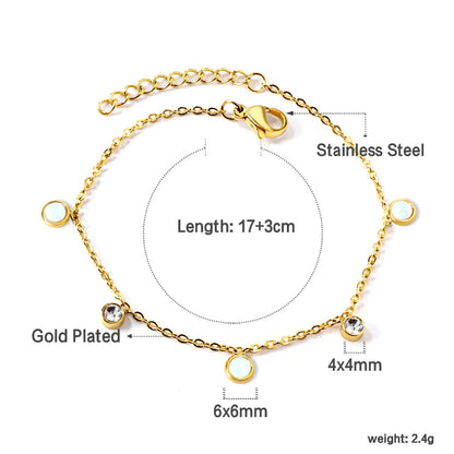 Damenarmband aus vergoldetem Edelstahl mit weißer Muschel und Zirkonia