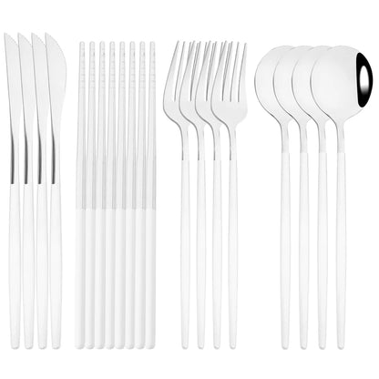 Edelstahl-Geschirrset in Gold und Grün