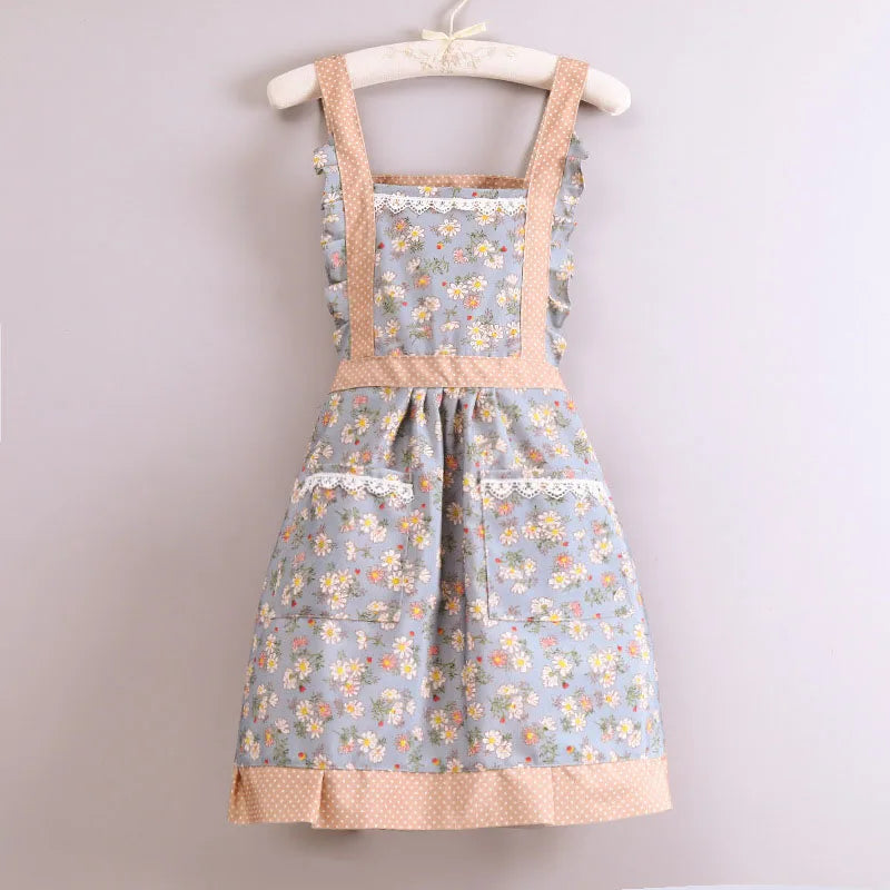 Breathable Floral Kitchen Apron for Adults