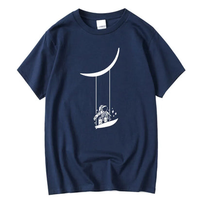T-shirt à manches courtes et col rond imprimé Astronaut Moon Swing
