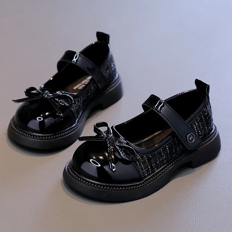 Kinder-Lederschuhe mit Patchwork-Schleife – Prinzessin Mary Jane Schuhe 