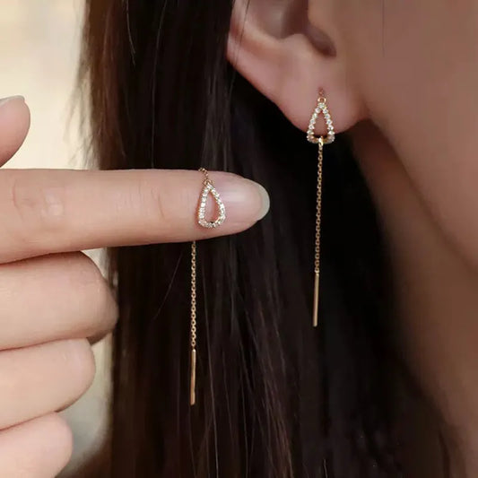 Women's Ear Line Zircon Crystal  Long Hanging Earrings