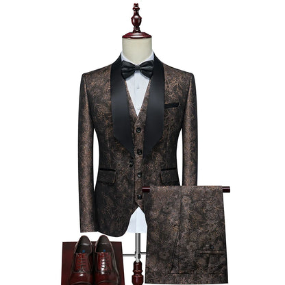 Men's Floral Three-Piece Evening Wedding Guest Dresses