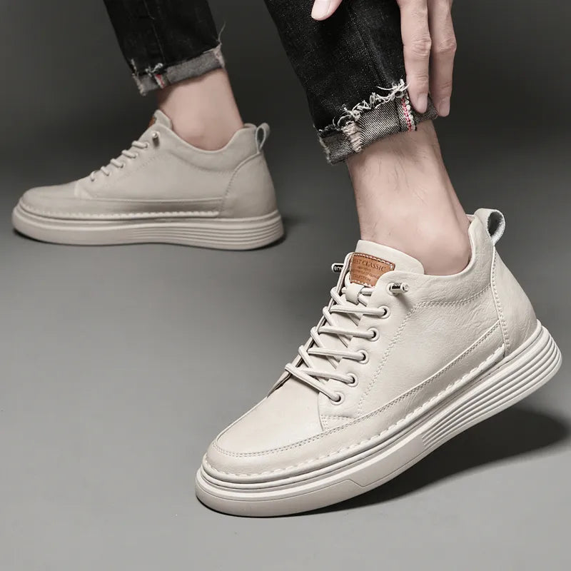 Genuine Leather Height Increase Sneakers