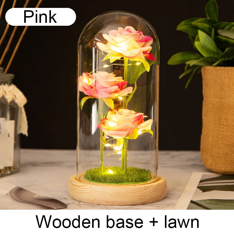 Fleurs artificielles LED Galaxy Three Rose - Décoration de mariage et cadeau créatif pour la Saint-Valentin