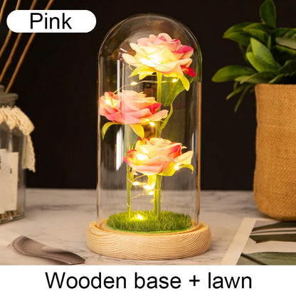 Fleurs artificielles LED Galaxy Three Rose - Décoration de mariage et cadeau créatif pour la Saint-Valentin