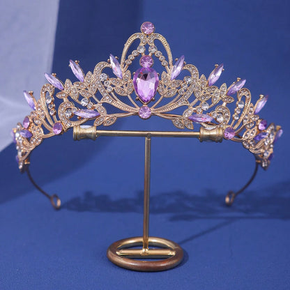 Diadème de mariée en strass avec couronne de cristal royale