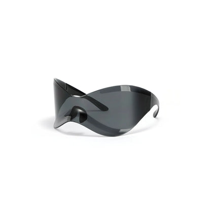 Unisex Mirrored Lens Rimless Wrap Around glasses