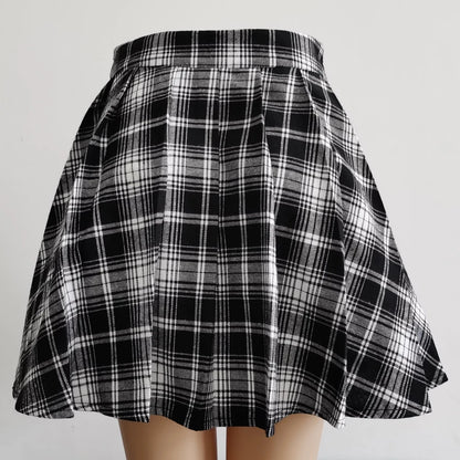 Womens Mini Pleated Skater High Waist Skirt