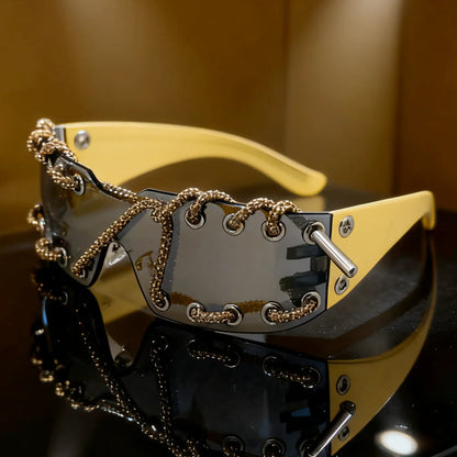 Women's Crystal Chain Designer Punk Y2k Sunglasses