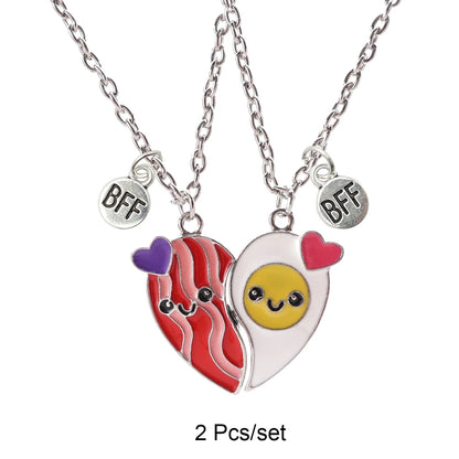 2 herzförmige Magnet-Panda-Halsketten