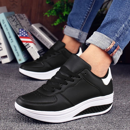 Waterproof Leather Wedge Platform Sneaker