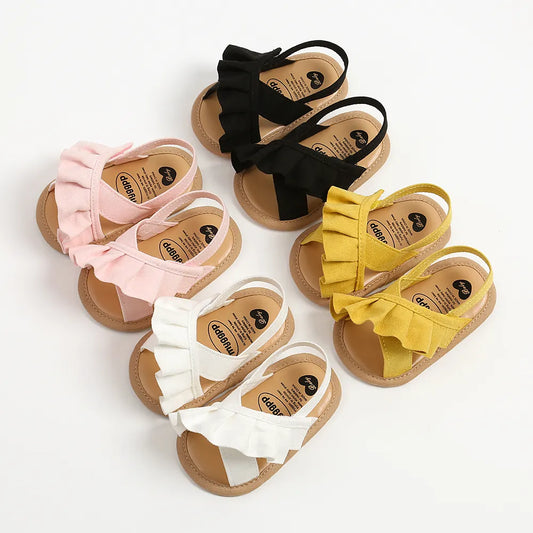 Sandales à bout ouvert à volants pour bébé fille nouveau-né