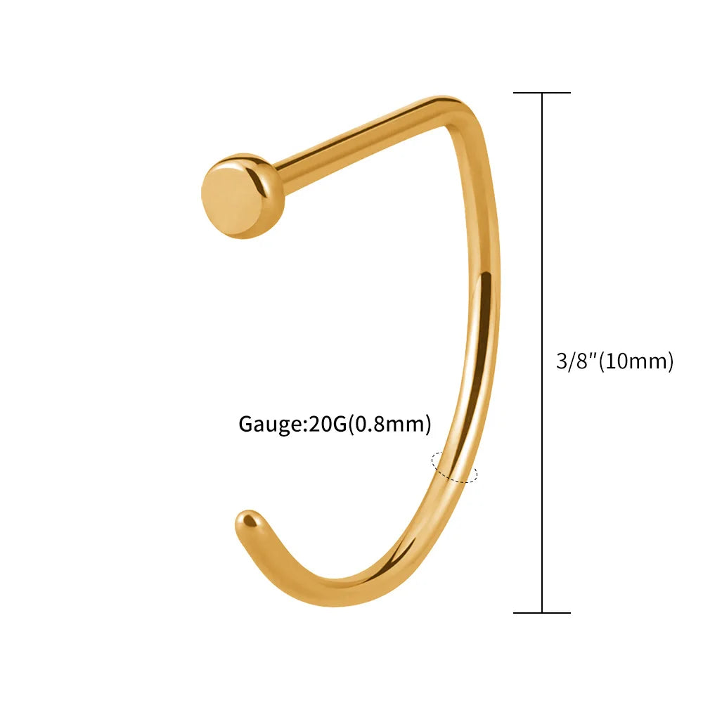 5PCS 20G Titanium Open D Shape Nose Ring Hoop