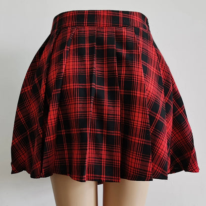 Womens Mini Pleated Skater High Waist Skirt