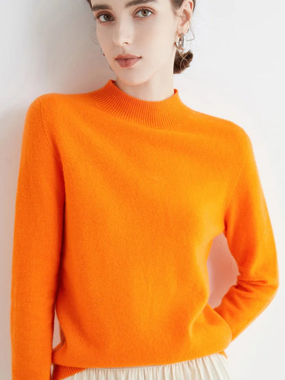 Women's Pure Woolen Slim Knitted Cashmere Sweater