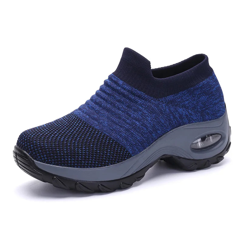 Damen-Wanderschuhe – Atmungsaktive Flyknit-Socken-Sneaker, leichte Slipper