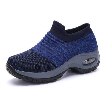 Damen-Wanderschuhe – Atmungsaktive Flyknit-Socken-Sneaker, leichte Slipper