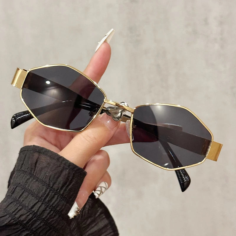 Unisex Trendy Metal Outdoor Hexagon Sunglasses