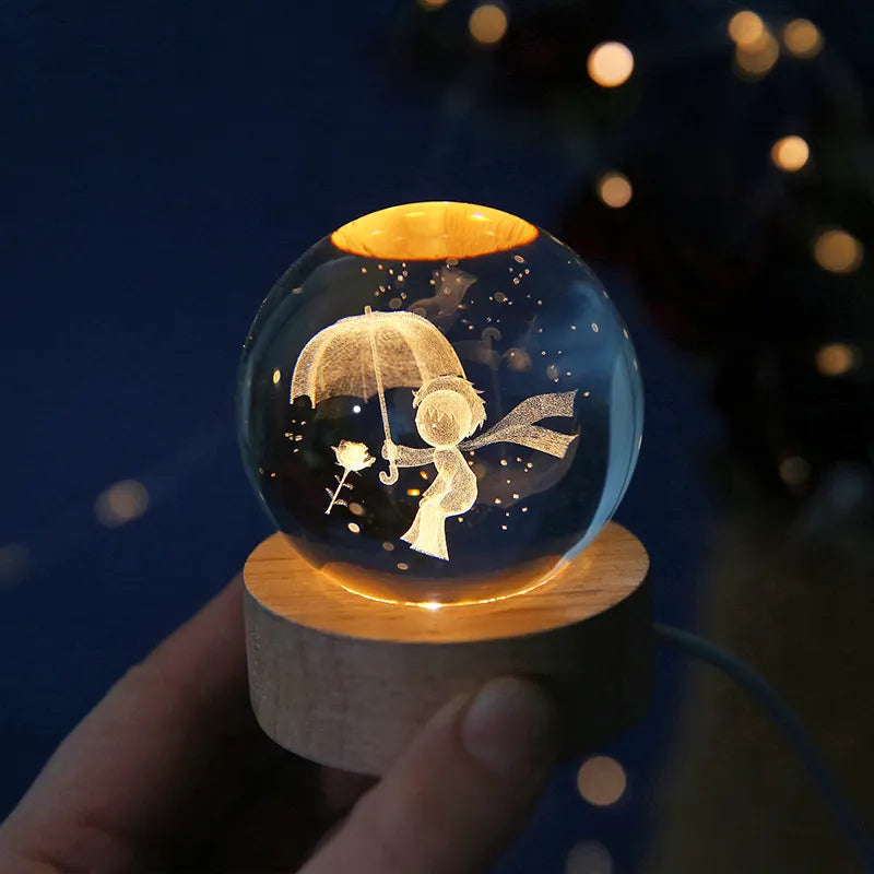 Globe d'astronomie de veilleuse de planète de cristal modèle 3D