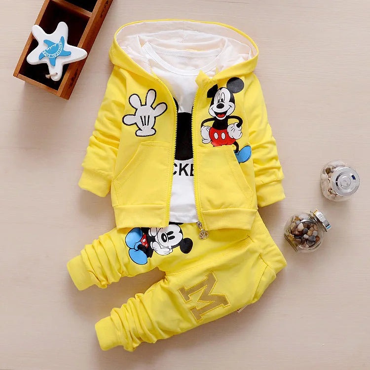 Spring and Autumn New  Boys Clothes Set - Cute Mickey Cotton Hooded Coat set