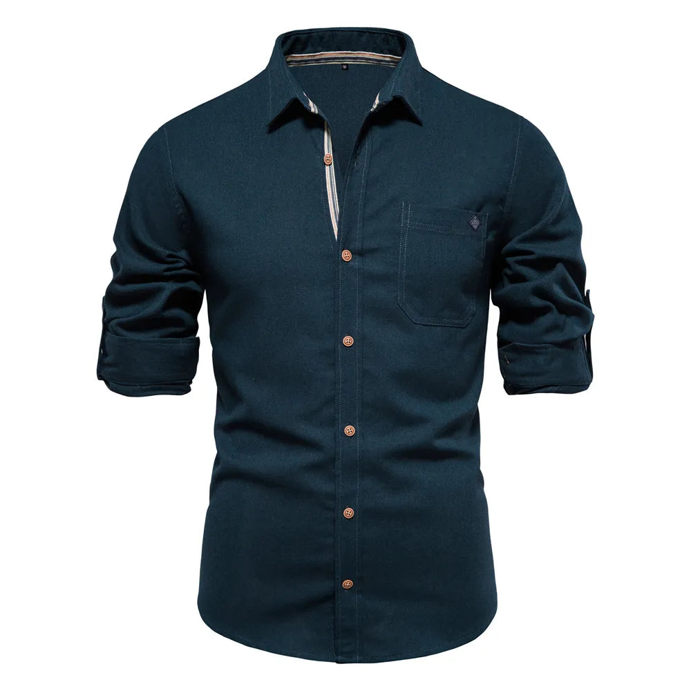 Long Sleeve Turn-down Collar Men's Shirts